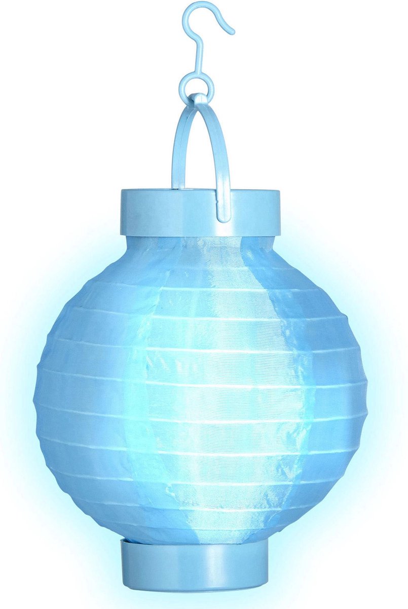 WIDMANN - Lichtgevende blauwe lantaarn 15 cm - Decoratie > Slingers en hangdecoraties